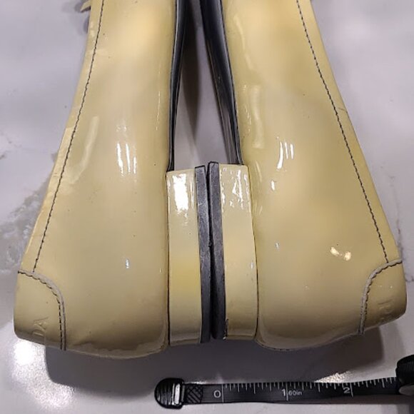 Prada *Vintage* 90s Yellow Patent Leather Logo Loafers EU 39.5/ US 9 or 9.5 - Picture 5 of 8